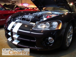 Vancouver-ClearBra-2010-Dodge-Viper-SRT10-black-red-convertible-hardtop-VentureShield-Paint-Protection-Film-finished-bumper