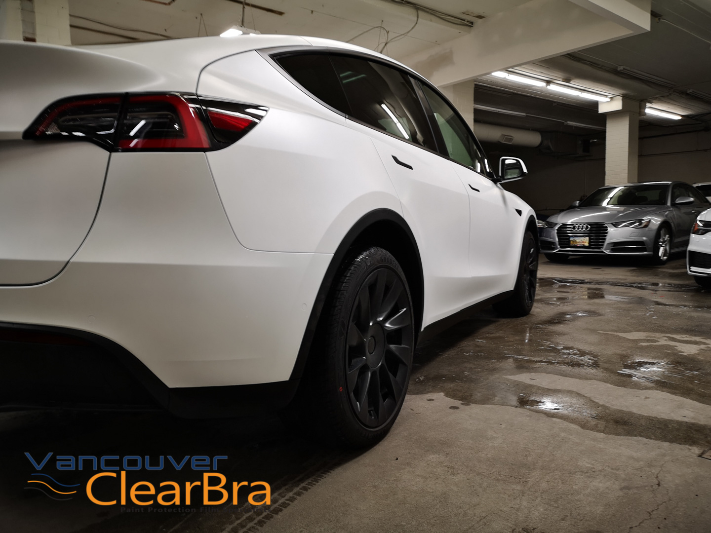 Matte White Tesla Model 3 - Vancouver ClearBra